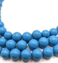 Chunky Turquoise Blue Bead Necklace 3 Strand Graduated Statement 19 – 21 in