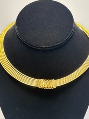 Vintage Choker Collar Necklace Gold Tone with Unique Metalwork Details See Pics