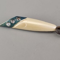 Vintage Celluloid Jabot Brooch Rhinestones Stick Pin 4.25″