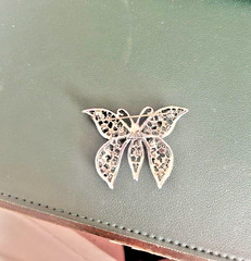 Vintage Weiss Black and Silver Rhinestone Butterfly Brooch ’50s Crystal Pin