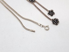 Vintage Set Necklace, Stud Earrings and Bracelet 925 Black Rose Ideal Gift