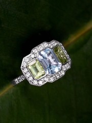3Ct Art Deco Vintage Style Lab Created Aquamarine Wedding 14k White Gold FN Ring