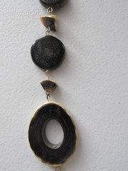 Vintage 1960’s Retro Flat Bone or Horn Disc Beaded Necklace 31″