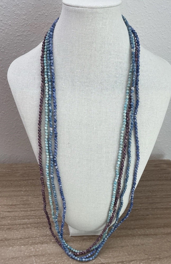 Natural Stone Blue Purple Multi-color Four Strand Necklaces Women’s Fashion