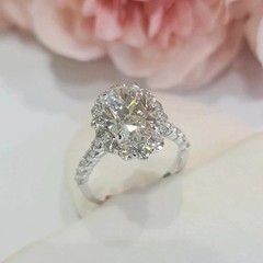 2Ct Oval Cut Lab Created Diamond Halo 14K White Gold FN Engagement Wedding Ring