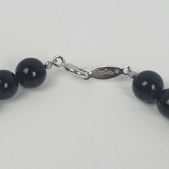 Vtg 80s~Napier Faux Onyx Beaded Necklace~Black~Silver Tone~18″