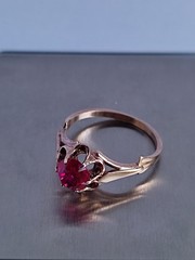 Old Vintage Soviet Union Silver 875 Ring USSR Red Stone Ruby Size US 6 (16.5 mm)