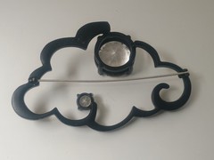 Marc Jacobs Signed Runway Statement Brooch Crystal Modernist Black Cloud 3.2″