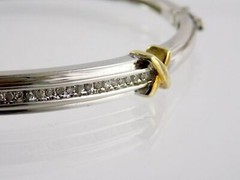 Abraham David Lowenstark Sterling Silver Diamond Hinged Bracelet ADL 925 7 Inch