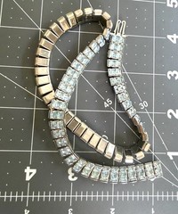 Art Deco Style Ice Blue Rhinestone Choker Collar Necklace Princess Cut VTG 14.5”