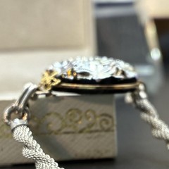 Custom Vintage 10k White & Yellow Gold Filled Bracelet,Vtg Czech Carnival? Glass