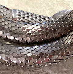 WHITING & DAVIS Silver Tone Mesh Snake Wrap BRACELET Very Good Condition