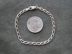 IBB Hammered Elongated Oval Link Vintage Shiny Sterling Silver Bracelet 7″ ~3.8g