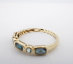 Vintage Sapphire Topaz Half Eternity Band Ring 14k Gold Sz 8.25 Natural RG5316
