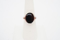 Vintage Sterling Silver 925 Mother Of Pearl Black Onyx Spinner Ring Size 7