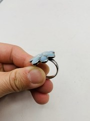 Vintage Sterling Silver Size 6 Spring Pastel Blue Flower Statement Cocktail Ring