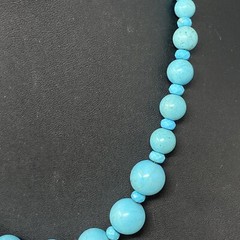 Dyed Howlite Stone Necklace Turquoise Color Graduating Beads Chakra Artisan 18″