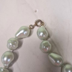 Baroque Pearl Necklace Irregular Iridescent Light Green Faux Pearl Beads Vintage