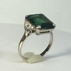 Antique American Art Deco 30s White Gold Natural Diamond Ring 3.6 Gram Size 6.25