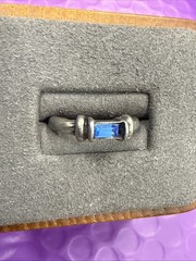 ⭐️Sterling Silver Blue Simulated Sapphire Size 5.5 (4)