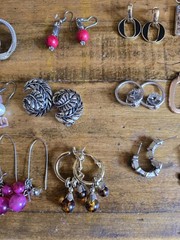 Vtg Retro Costume Lot Of 50 Earrings Clip On Earwire Push Backs