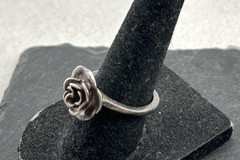 Old Vintage Sterling Silver 925 ROSE Pendant Necklace Earrings Ring Set 6.25 25G