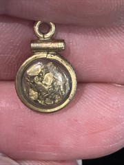 Vintage Gold Filled Frame W/ Genuine Gold Nuggets Flakes In Charm Pendant