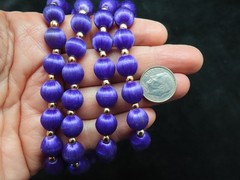 Vintage 1960’s Purple Silk w/Gold Bead Necklace 30″