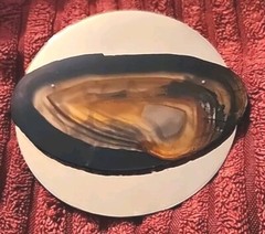 Vintage Banded Sliced Agate Brooch Pendant Art Nouveau Art Deco Minimalist