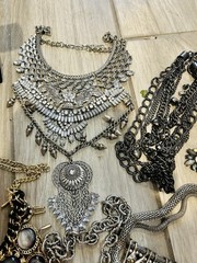 Vintage & Modern Statement Jewelry Lot Boho, Tribal Rhinestone Necklace Bracelet