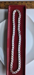 Vintage Handmade MOP Pearlized WHITE Button Double Sided RED BLUE Bead NECKLACE