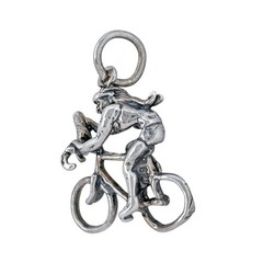 Vintage Sterling Silver 925 Female Cyclist Bicycle Charm