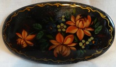 Brooch Flower Black With flowers on it Vintage Made in the USSR