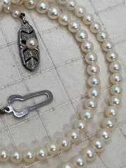 Vintage Mikimoto Pearl Necklace Silver Clasp 16″ Made in Japan