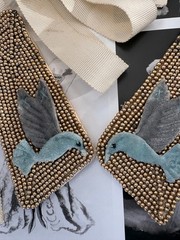 Antique VTG 1920s Beaded Bib Collar Neklace w/ Hummingbirds Unique Gift Birds