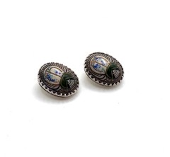 Vintage Whiting and Davis scarab Egyptian revival clip on earrings rare