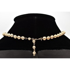 Vintage Choker Necklace Beaded Round Ball Gold Tone Chain Chunky NOS 1980s W1