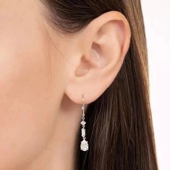 Art Deco Style Pear Lab Created Diamond 14K White Gold FN Drop/Dangle Earrings
