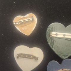 Vintage Heart Brooch Lot Mixed Materials And Styles