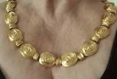 Vintage Runway Chunky Gold Tone Swirl Chain Belt Necklace & Bracelet Set 60s 80s