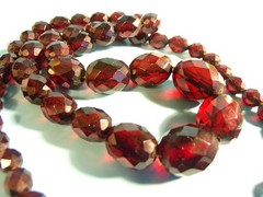 VTG Cherry Amber Faceted Graduated Beads Necklace Tested 28″ Length 56 gms