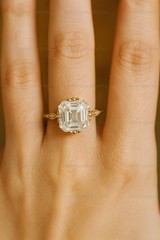 Vintage Style Asscher Lab Created Diamond Engagement Ring In 14K Gold Finish