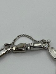 Vintage Weiss Rhinestone Bracelet Silver Tone
