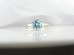 Vintage Sterling Silver 925 Heated Natural Blue Topaz Solitaire Ring Size 8