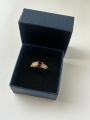 Vintage Red Cubic Zirconia Ring Gold Plated Womens Size 8.5