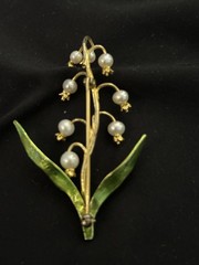 METROPOLITAN MUSEUM OF ART MMA Sterling FRESHWA PEARLS LILY OF THE VALLEY BROOCH