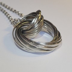 Mid Century Modern Intertwined Multi Ring Stainless Steel Pendant 36in Necklace