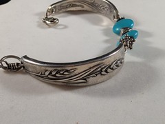 Vintage Oneida “Song Of Autumn” Silver Bracelet Turquoise Accents