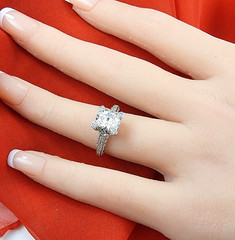 Vintage Solid 14K White Gold Ring CZ Cluster Engagement Cocktail Fine Jewelry