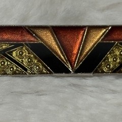 Art Deco Brooch Enamel Gold Tone Vintage Jewelry Art Nouveau Rectangle Geometric